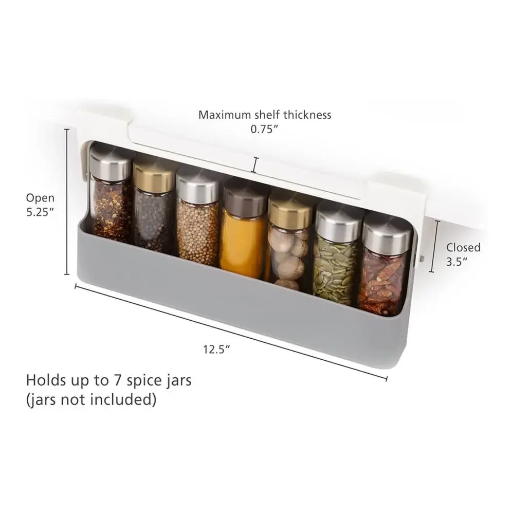 Spice Rack Organizer - Under-Shelf Kitchen Cabinet Storage‎ Solution for Spices